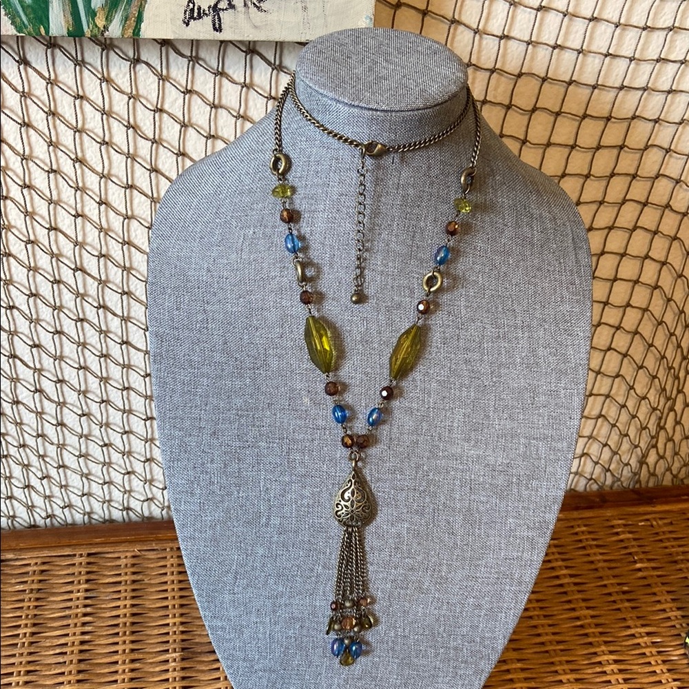 Vintage 80s AVON HS Honor Society Elegant Beaded Necklace with Tassel